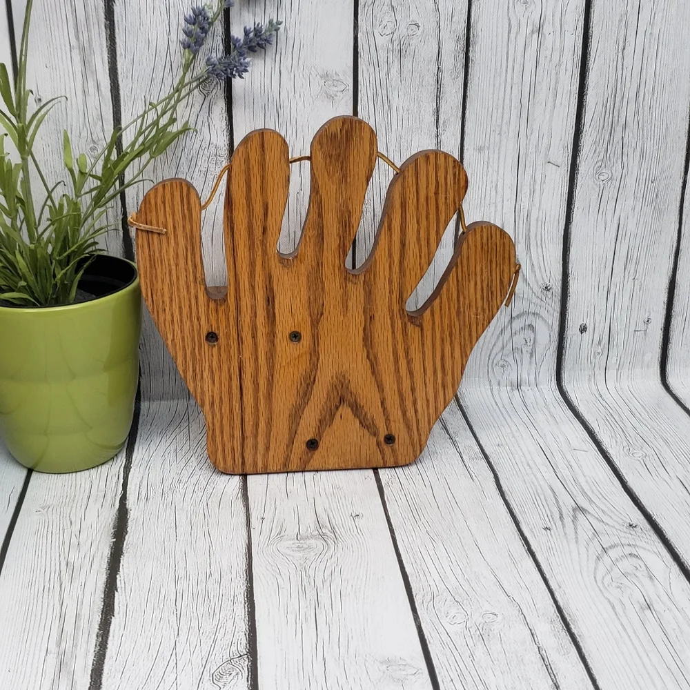 Vintage Wooden Glove For Bat Baseball and Cap Holder